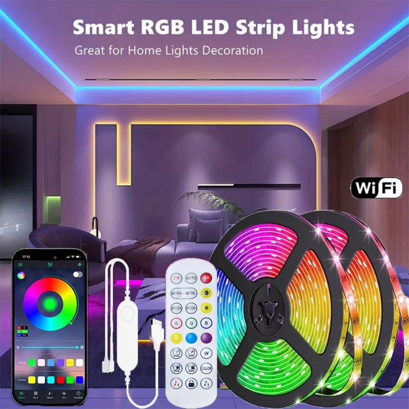 Светодиодная лента Smart Tuya 1-30 м Wi-Fi Светодиодные фонари Alexa Google Голосовая активация