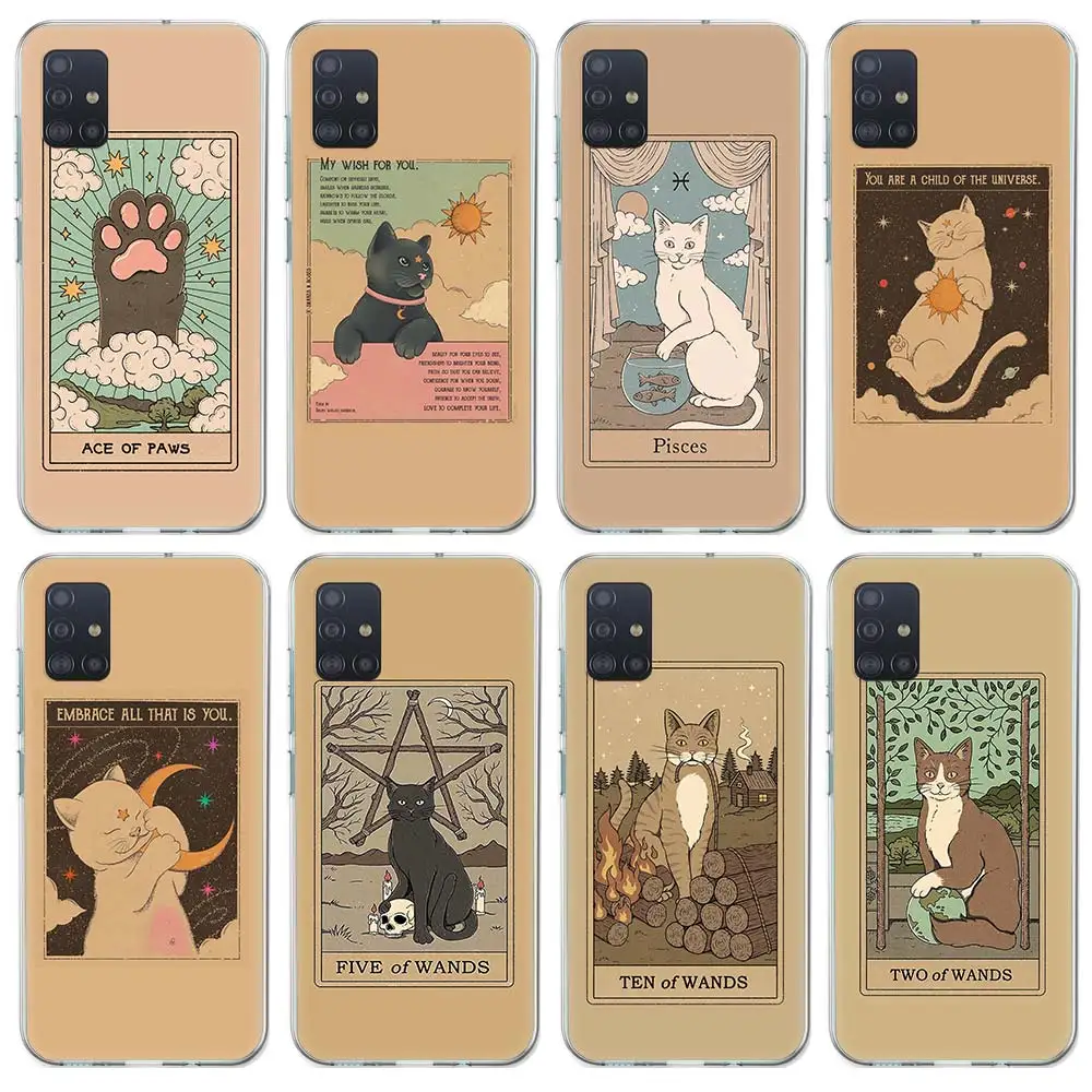 

Cute Cat Tarot Card Case Funda For Samsung Galaxy A51 A71 A42 5G A50 A70 A30 A40 A10S A20E A91A6 A7 A8 A9 Phone Cover Coque Capa