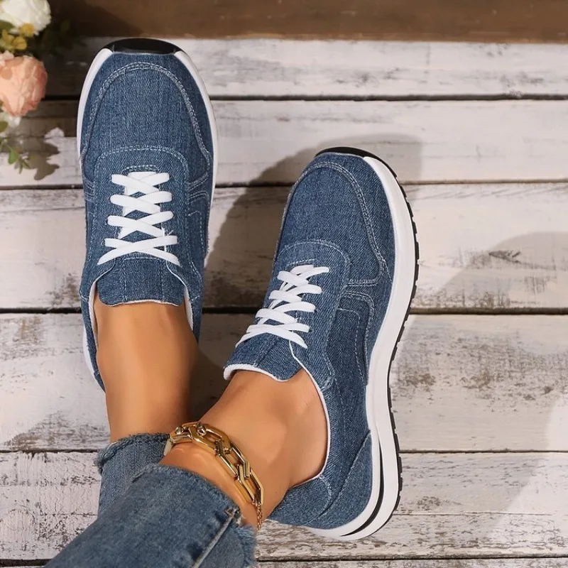 Фото Женские кроссовки Fashiona на толстой подошве, женские кеды из канваса, большие размеры до 43, удобные кроссовки для бега, комфортная повседневная спортивная обувь №4