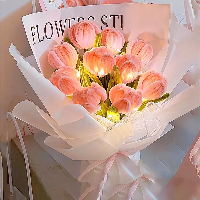 

Ручная вязка цветок готовый тюльпан пряжа ручной работы Вязание крючком аппликация Искусственные цветы свадебный подарок на день Святого Валентина