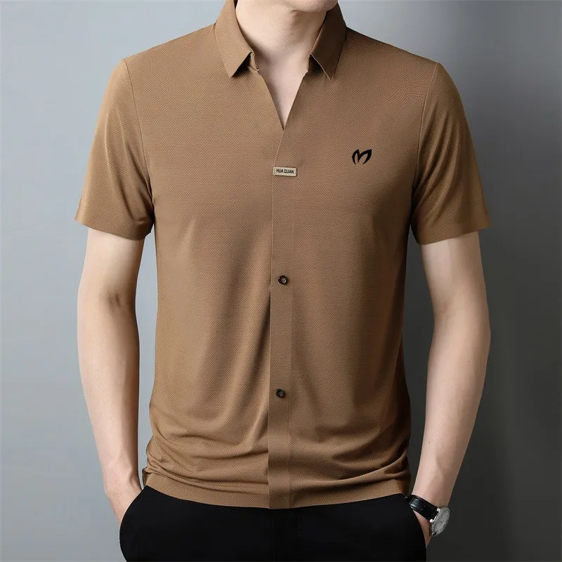 High Quality Summer Men Golf T-shirt Elastic quick dry Short sleeve golf polo shirts man Korea Fashion Casual Golf tops tee 4XL