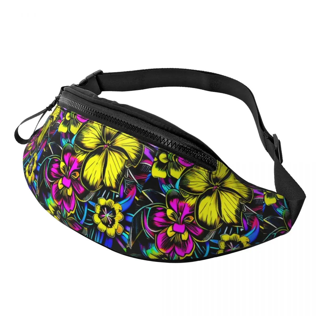 

Цветная поясная сумка с цветочным принтом, Полиэстеровая поясная сумка с мощным цветочным принтом, рабочая мужская сумка