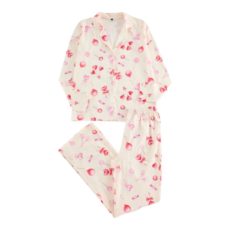 Trendyol TYZA Женские пижамные комплекты стандартного кроя с широкими штанинами и