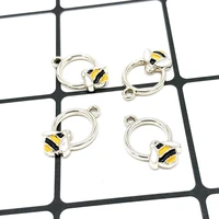 10pcslot cute animal bee gold color back charms 1219mm alloy metal pendants fit for earring hair accessories making