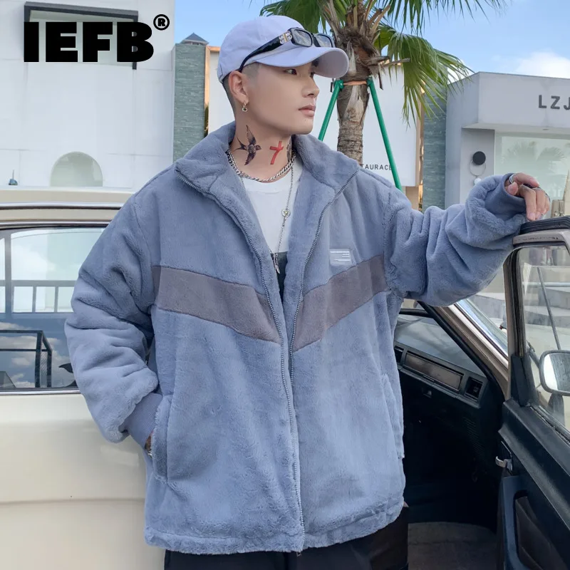

IEFB Stand Collar Color Matching Thickened Men Cotton Coat 2022 Patchwork Autumn Winter Korean Fashion Male Jacket 9A5839