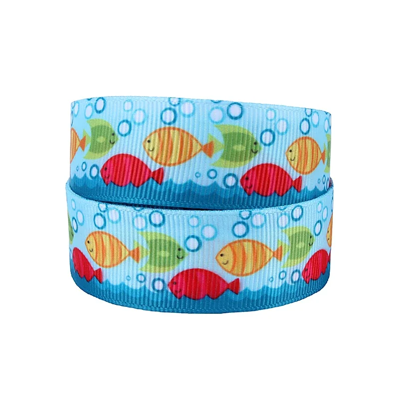 

FLRA Ribbon Summer ribbons with sea and fish printed grosgrain ribbons 50yards