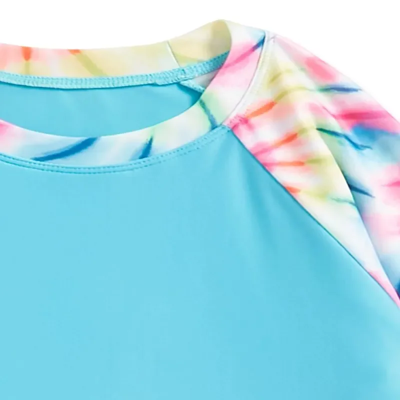

Gleaming Girls 4-16 Plus Size Long Sleeve UPF 50 Sun Protective Rashguard Swimsuit Set for Delightful Comfort & Style.