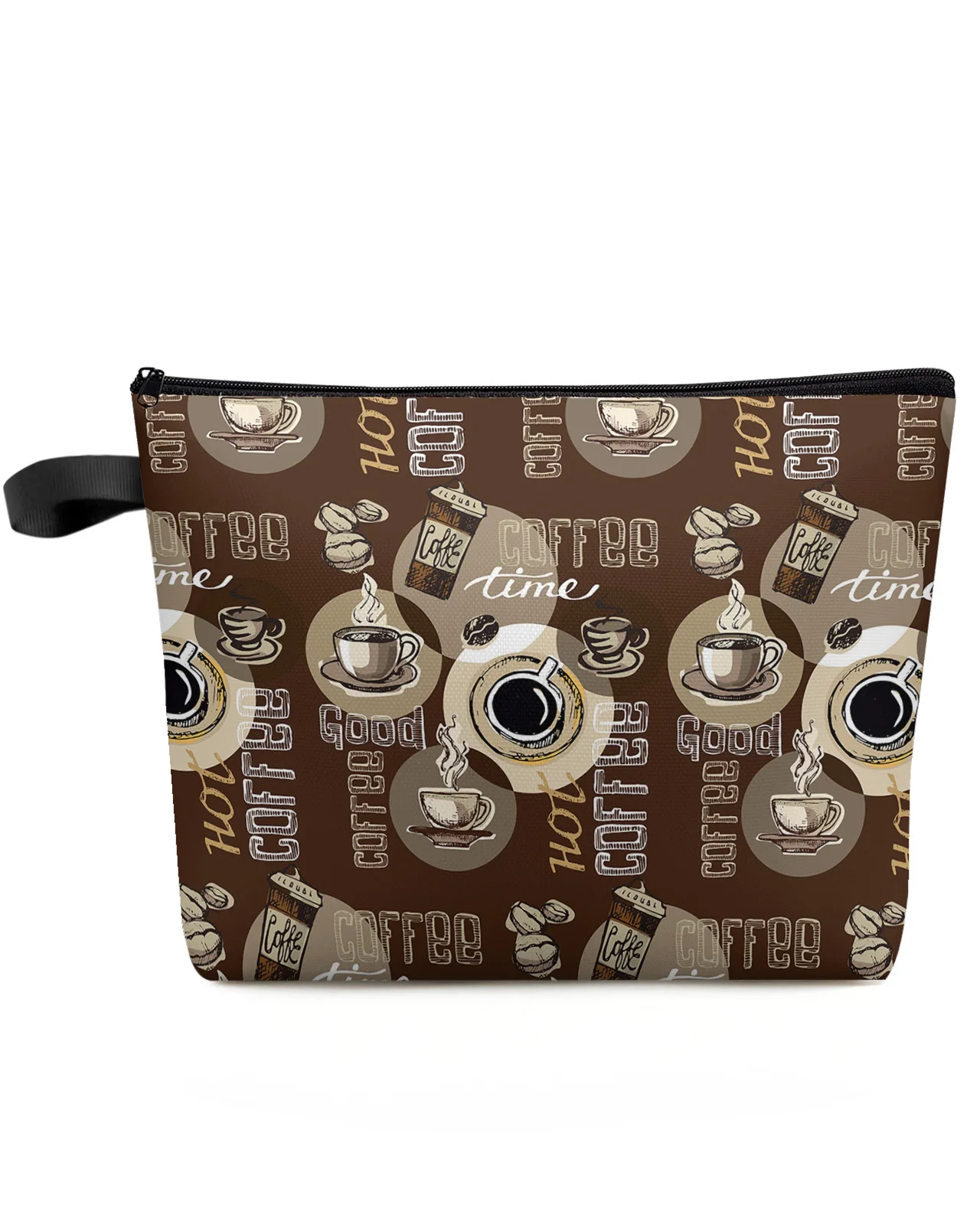 

Coffee Coffee Beans Coffee Cup Large Capacity Travel Cosmetic Bag Portable Makeup Storage Pouch Women Waterproof Pencil Case