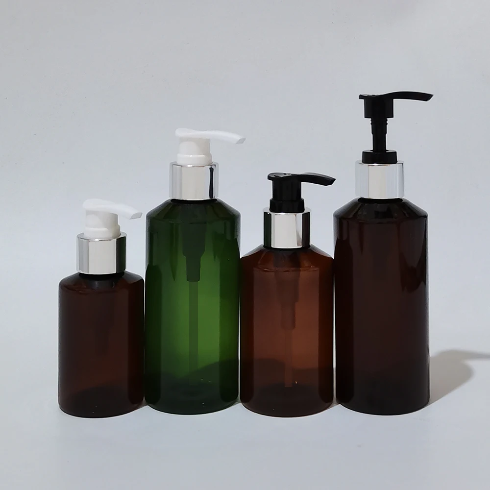 

30pcs 100ml 150ml 200ml Brown Empty Liquid soap pump Container,Empty Cosmetic Packaging bottle with dispenser Shampoo pump