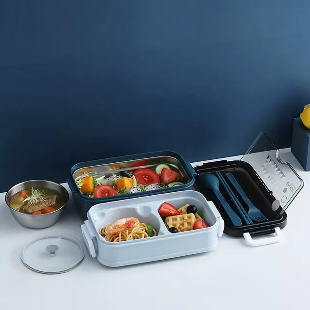 

Stainless Steel Lunch Box Bento Box For School Kids Office Worker 2layers Microwae Heating Lunch Container Food Storage Box