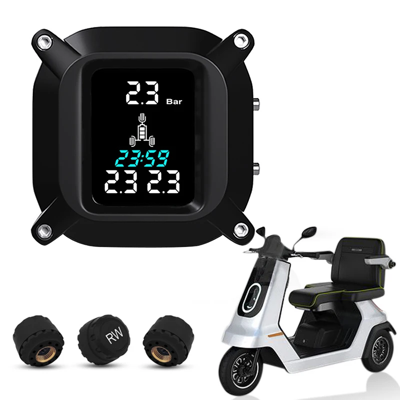 Трехколесный велосипед éTanche Moto SystèMe de Surveillance la Pression des Pneus en Temps RéEl TPMS éCran LCD Sans Fil