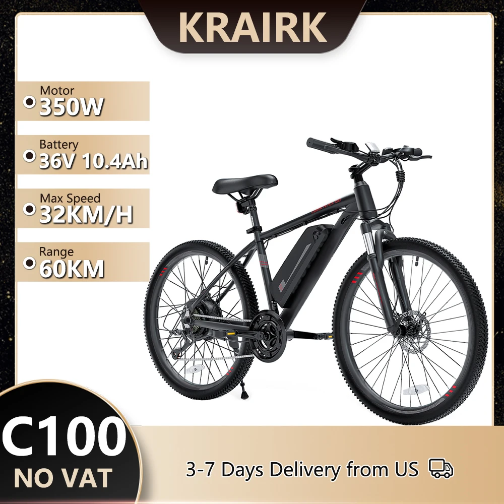 

Электровелосипед Cybertrack 100 для взрослых, 350 Вт, 36 В, Ач, съемный литиевый аккумулятор, 2x быстрая зарядка, 32 км/ч, 26 '', горный электровелосипед