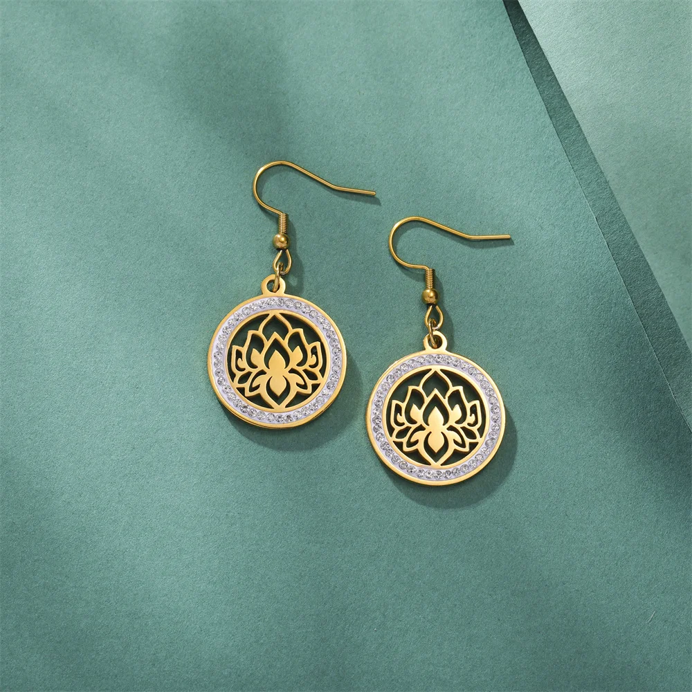 Yoga серьги цветок лотоса богемный Циркон с кристаллом длинные женские Girl