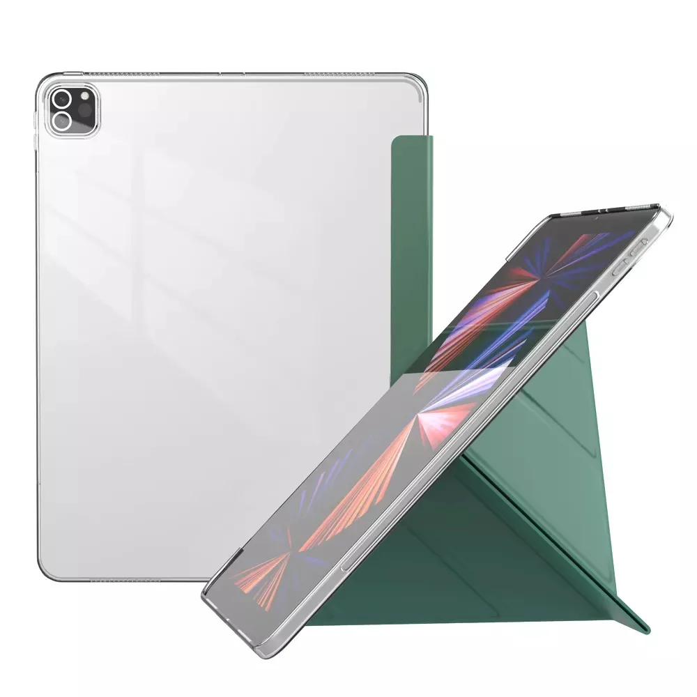 

Прозрачный ТПУ чехол из искусственной кожи с подставкой противоударный чехол-книжка для iPad Pro 12,9 дюйма 2021 чехол детский умный чехол для план...