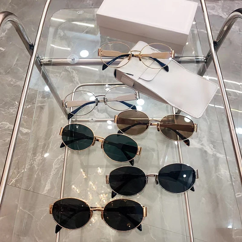 

Triumphal Arch Fashion Luxury Brand Glasses alloy CL40235U Women Men Super Light Vintage Oval Sunglasses Anti-uv400 Random Box
