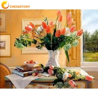 chenistory oil painting by number flower vase diy picture by numbers kits paint handpainted paint home decoration diy crafts gif