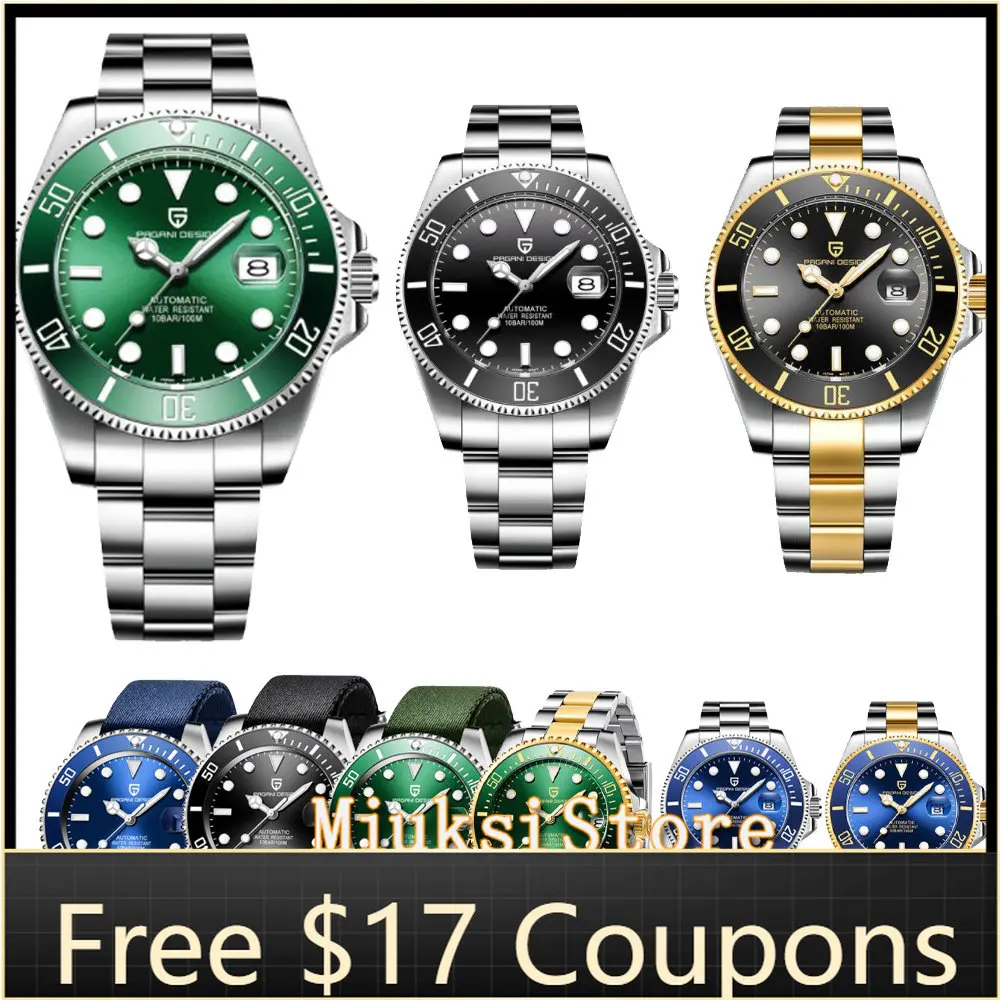 

PAGANI DESIGN 43 мм Мужские механические наручные часы, роскошный керамический Безель, Автоматические Технические часы для мужчин, мужские часы