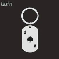 playing card ace of spades stainless steel keychain for men pendant jewelry gift simple style backpack keyring accessories