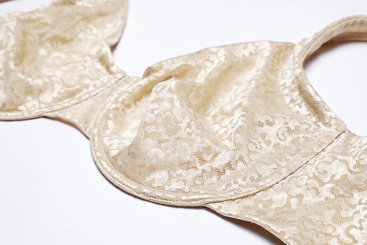 Womens Jacquard Bra Full Coverage Non Padded Underwire Female Seamless Lace Mesh Lingerie 34 36 38 40 42 B C D DD E F G Black