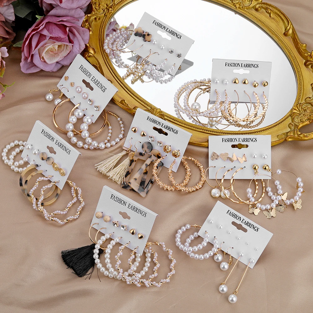 FAMSHIN 6 парт/уп. винтажные геометрические металлические бриллиантовые висячие