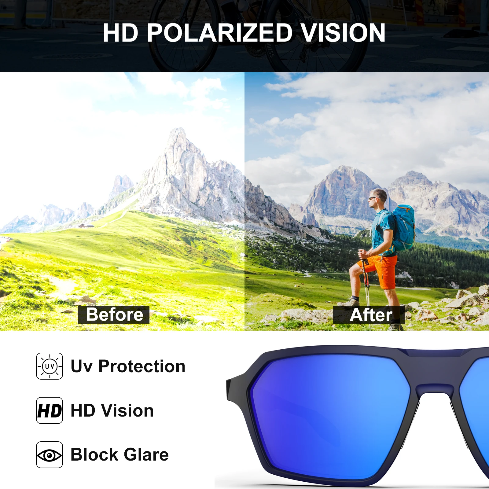 Мужские поляризованные солнцезащитные очки UV400 для вождения и езды на рыбалке с