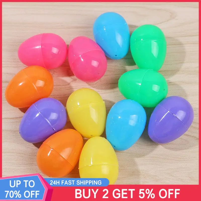 

Twisted Egg Kids Durable Plastic Bright Color Open Easter Eggs Assorted Simulation Eggshell Holiday Easter Decorations