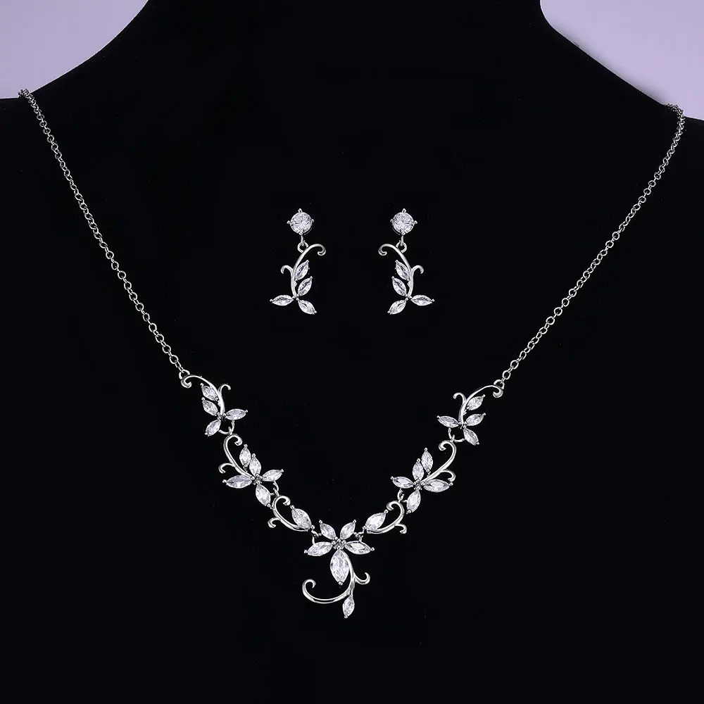 

Новинка 2023, элегантное свадебное ожерелье и серьги в цветочек с искусственным кристаллом