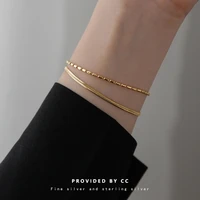 s925 silver simple titanium steel bracelet womens indifference gold double snake bone chain fashion personality student gift