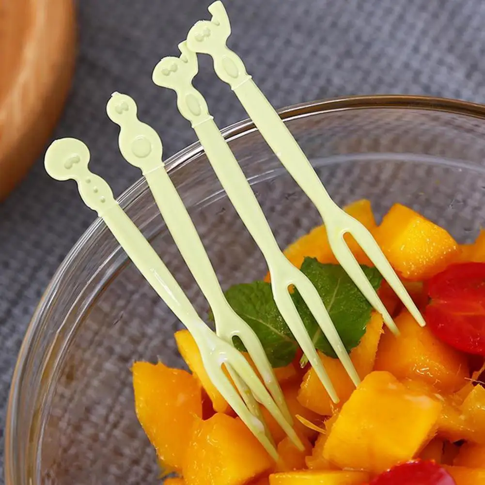 

50Pcs/Set Fruit Toothpick Fork Non-slip Burr-free Cute Two Tooth Thickened Bento Stick for Home