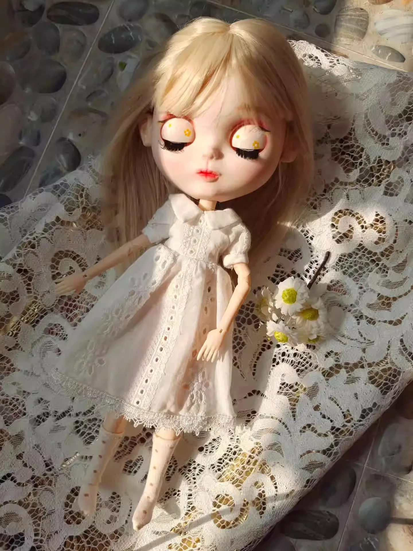 

Dula Doll Clothes Dress White hole skirt Blythe Qbaby ob24 ob22 Azone Licca ICY JerryB 1/6 Bjd Doll