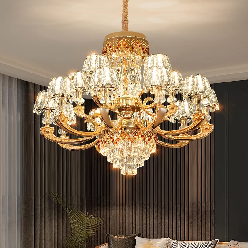 

Led Modern European Crystal Metal Chandelier Luxury Hanging Light Classical Lamp Lustre Vintage Luminaire Living Room Dinning