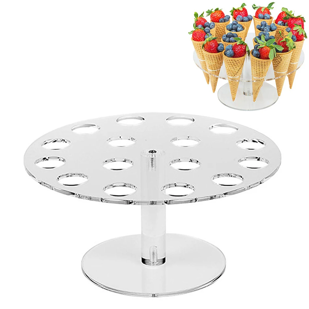 

16 Holes Ice Cream Bracket Acrylic Holder Cone Popcorn Sushi Hand Roll Stand Transparent Display Ice Cream Shelf Kitchen Tools