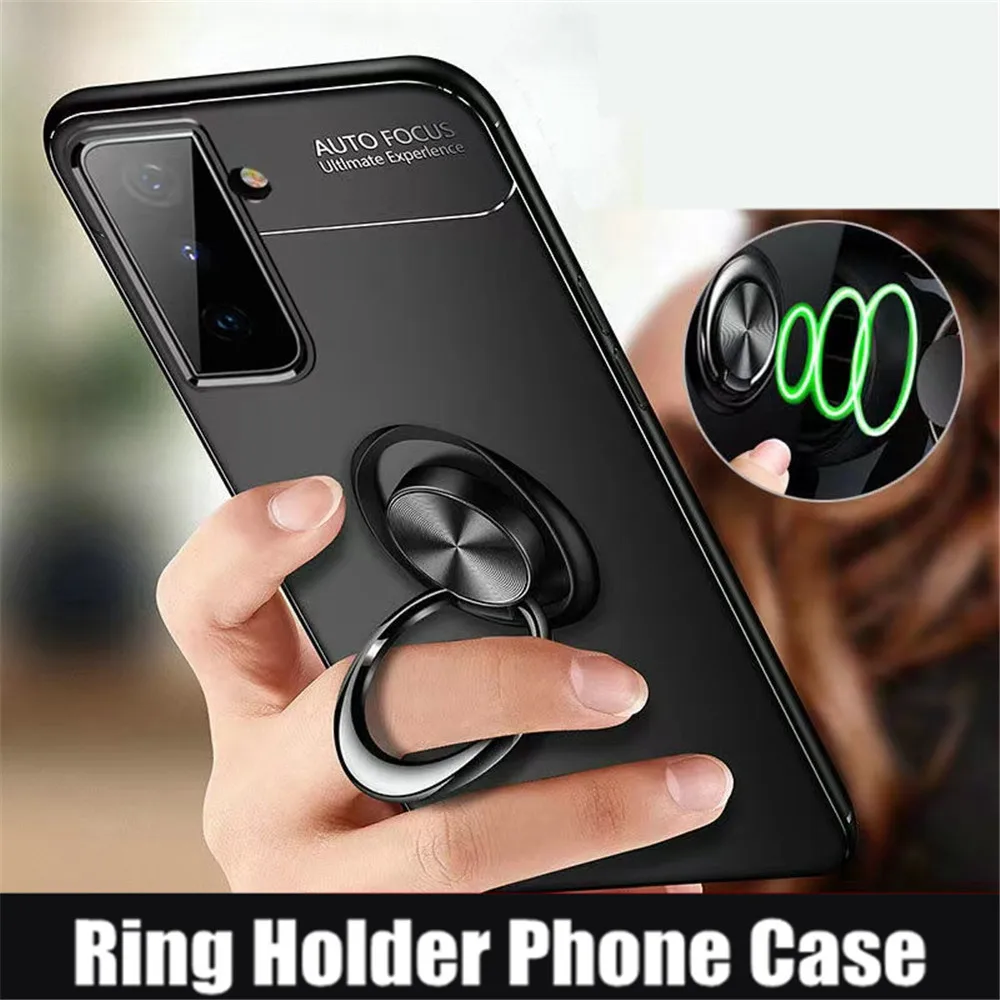 

For Samsung S21FE Shockproof Case for Samsung S21FE S21 Ultra Silicone Metal Ring Stand Phone cover for Galaxy S21Fan Edition