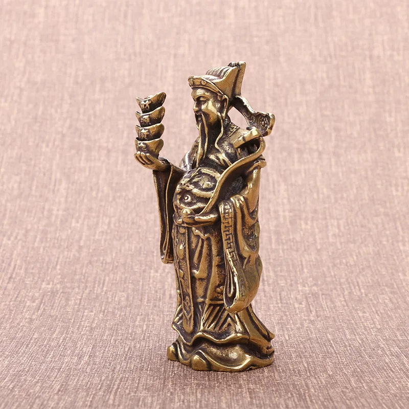 Античное Латунное украшение Бог богатства источник Guangjin для дома и автомобиля