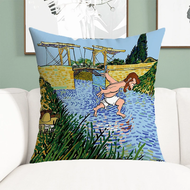 

Van Gogh Body Pillow Cover 45x45 Cushions Covers for Bed Pillows Decor Home Car Sofa Short Plush Pillowcase Cushion Decorative