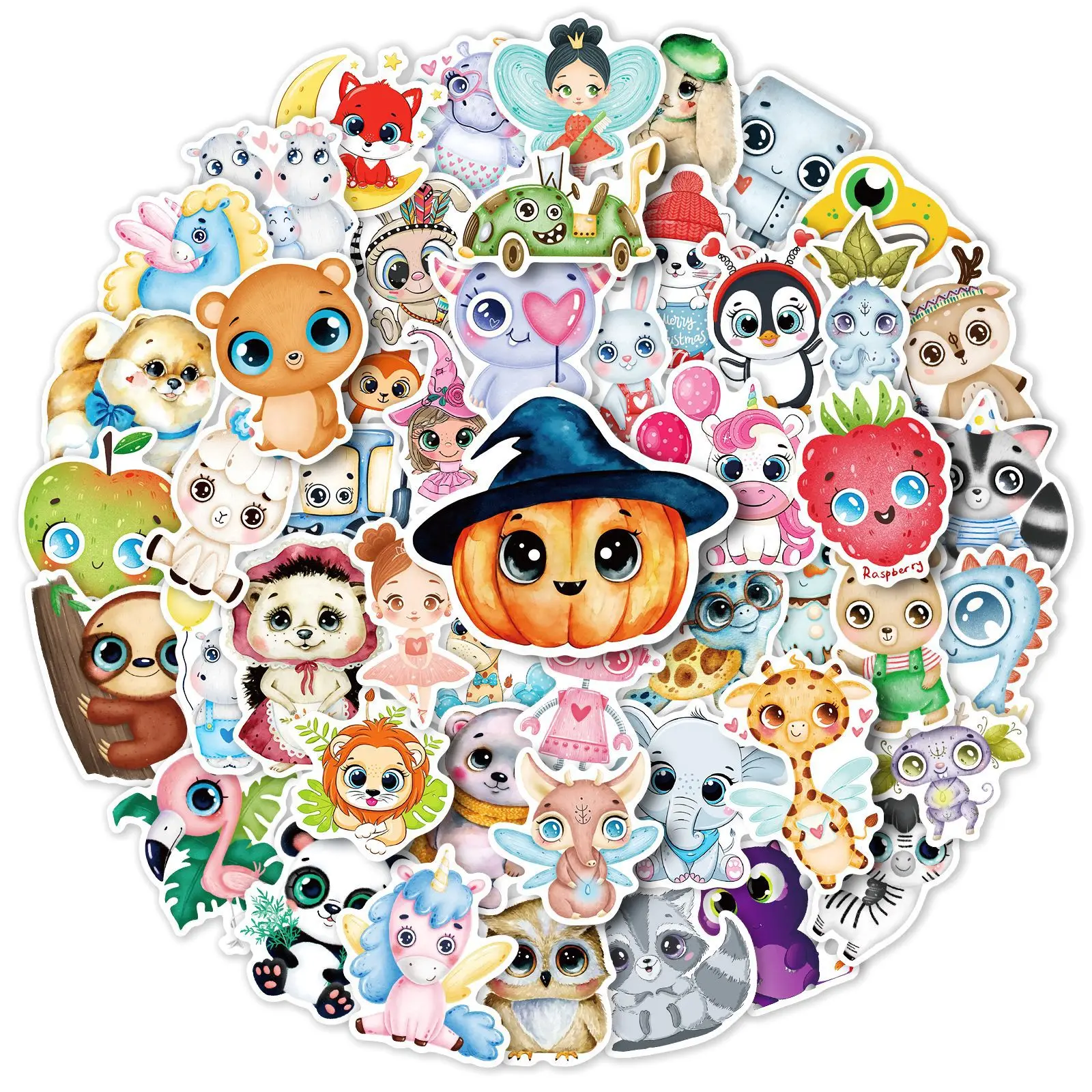

10/50Pcs Big Eyed Animal Anime Mixed Series Cute Style Graffiti Sticker PVC