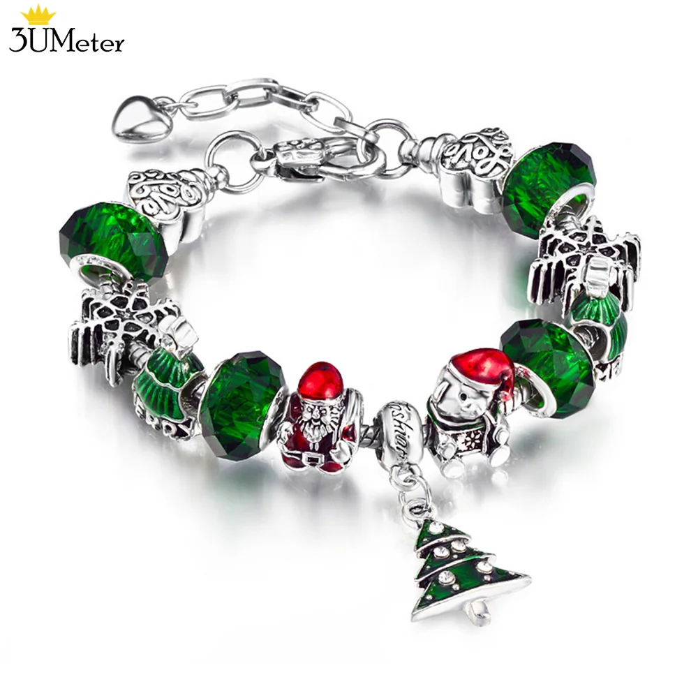 

2022 New Christmas Bracelet Handmade Santa Claus Dangle Charm Bracelet Personality Simple Design Women Charm Christmas Bracelets