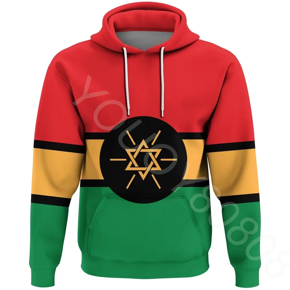 

2022 Fall Winter African Region Country Flag Men's Sweatshirt Casual Print Personalized Ethiopia Flag Black Pullover