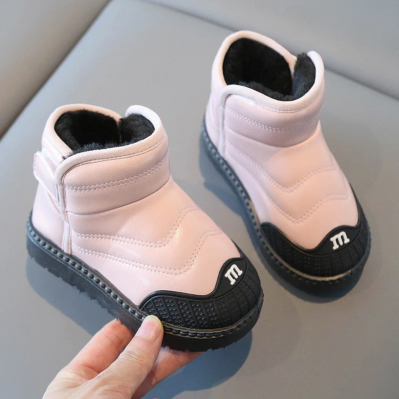 

Children's Cotton Shoes Winter New Versatile Warm Boy Girls Cotton Boots Winter Shoes Waterproof Splicing Non-slip Snow Boots