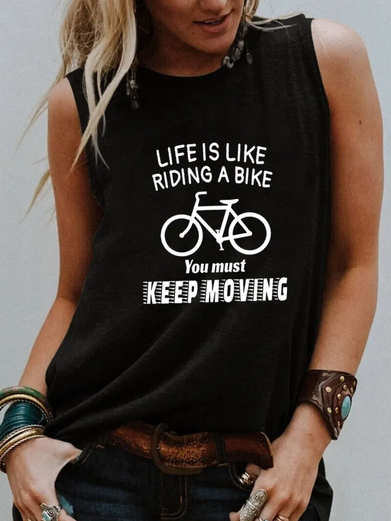 Женская футболка без рукавов с надписью Life Is Like A Bike забавная Летняя Повседневная