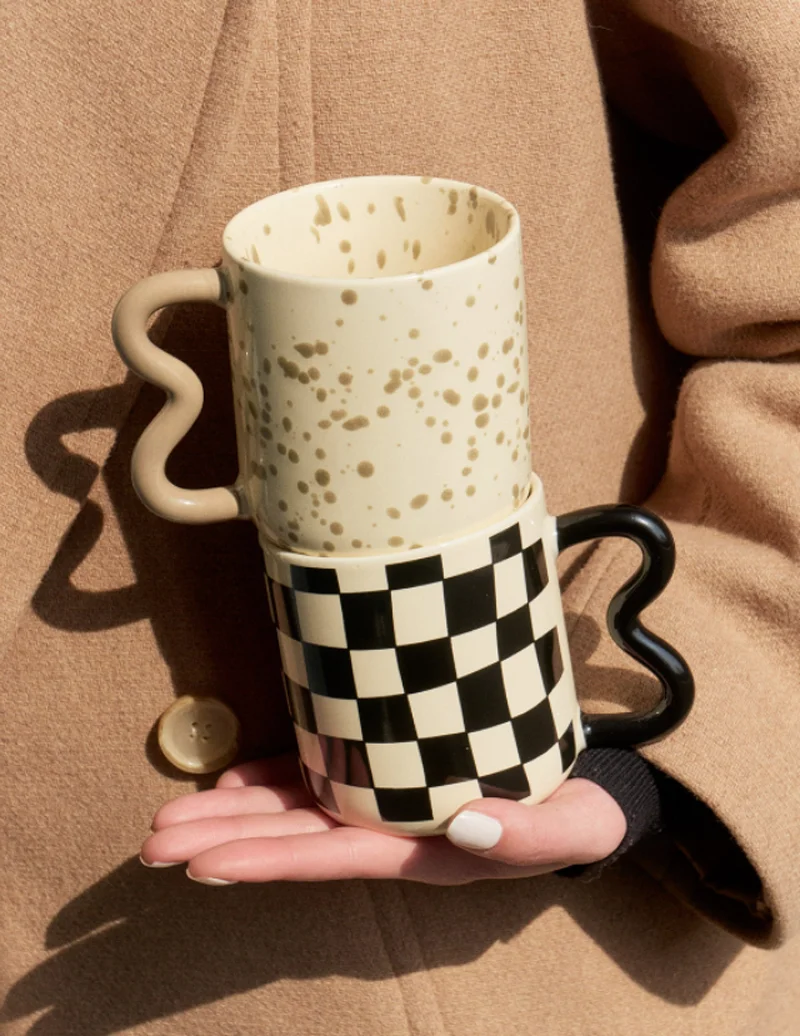 

Ceramic Mug Кружка Coffee Cup Tazas Checkerboard Термокружка Mugs Tazas de café Copo Termico Simple Gift Spot Korean Manual Ins
