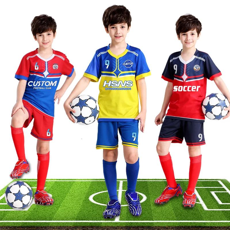 

Custom Printing Boys Football Training Jersey Children'S Football Shirts Polyester Summer Soccer Wear Uniform Sets For Kids Y301