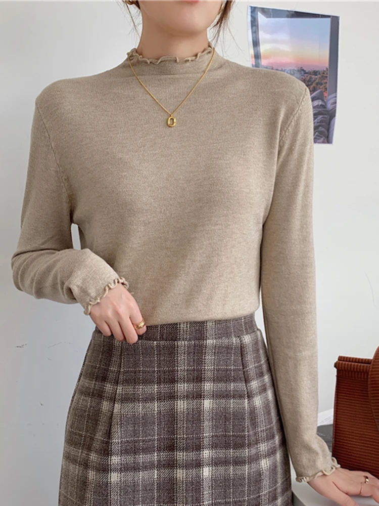 Новинка 2024 женский свитер AOSSVIAO Осенний пуловер с длинным рукавом базовый топ