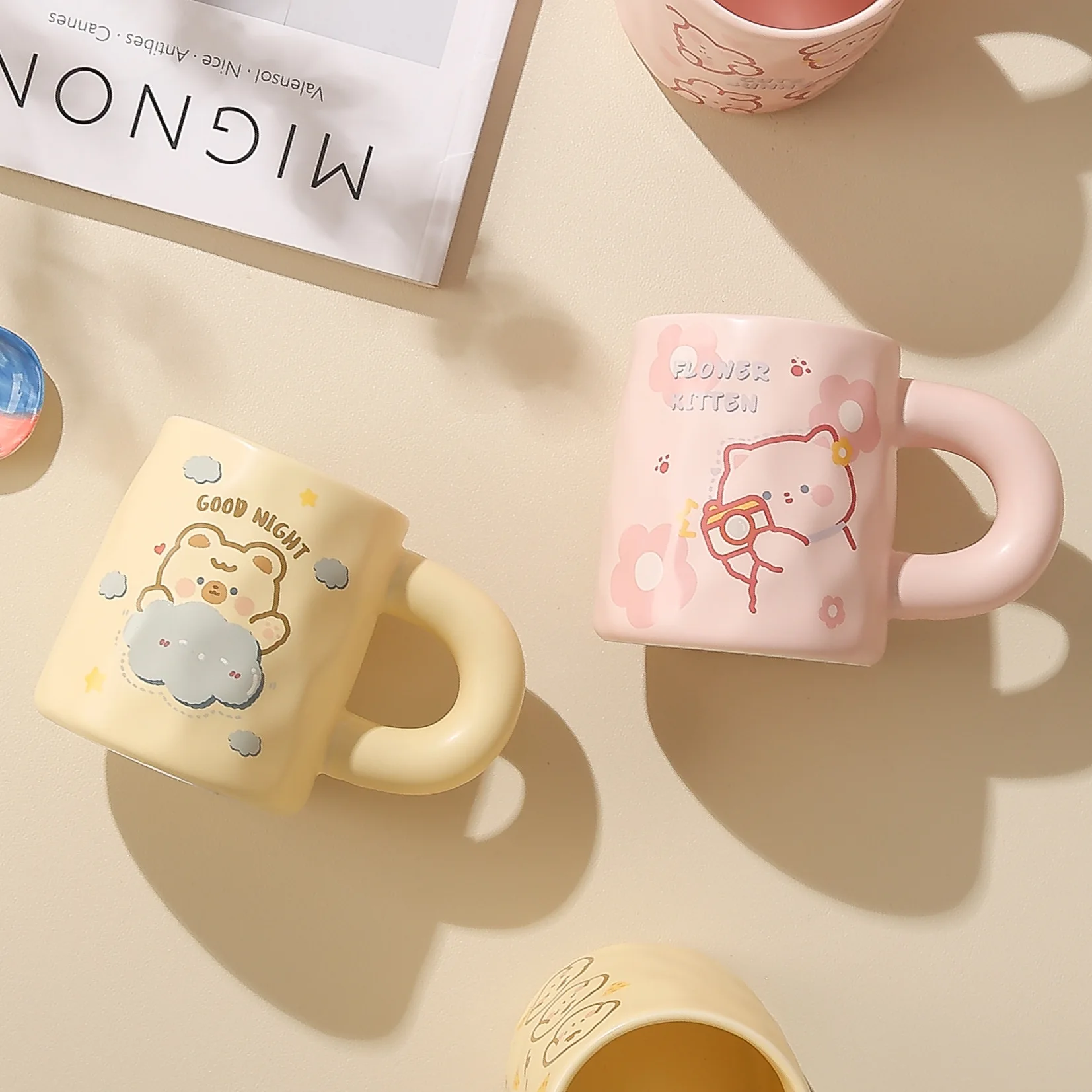 Мультяшные животные керамическая кофейная кружка семейная для завтрака чашка