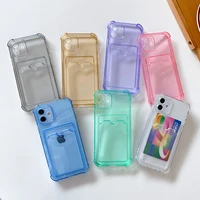 fashion transparent soft silicone wallet card holder case for iphone 11 12 13 pro max x xr 7 8 plus se2 clear bumper phone case
