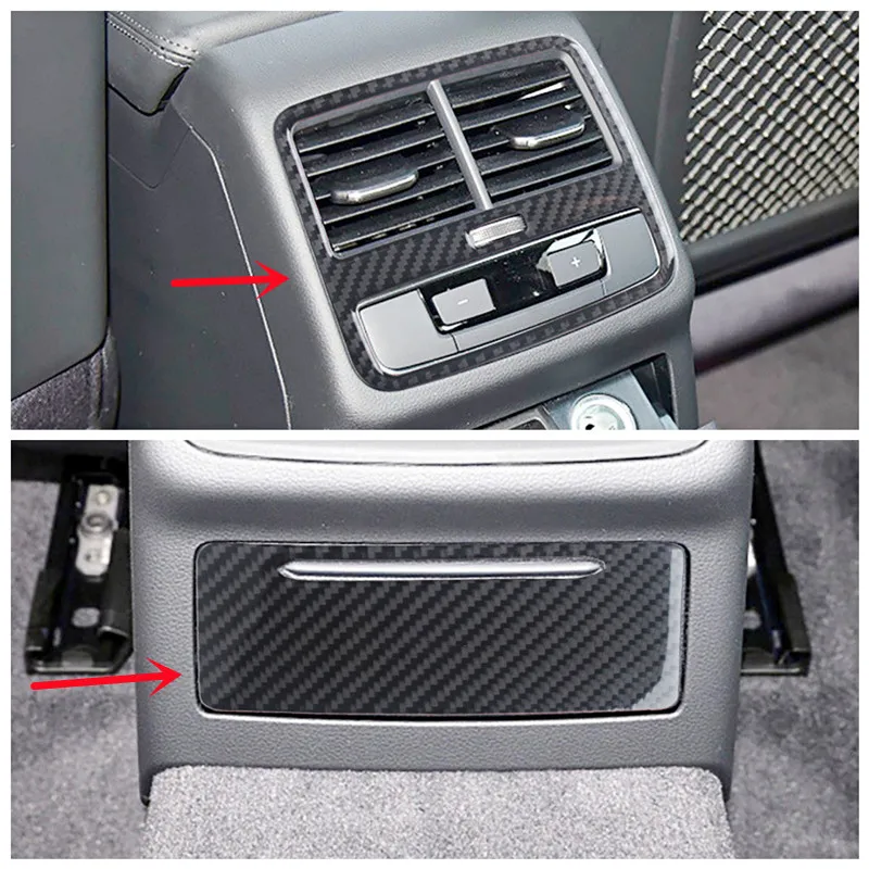 

Carbon Fiber Car Rear Air Conditioner Vents Outlet Modification Cover Trim Strips Stickers For Audi A4 B9 Interior Accessories