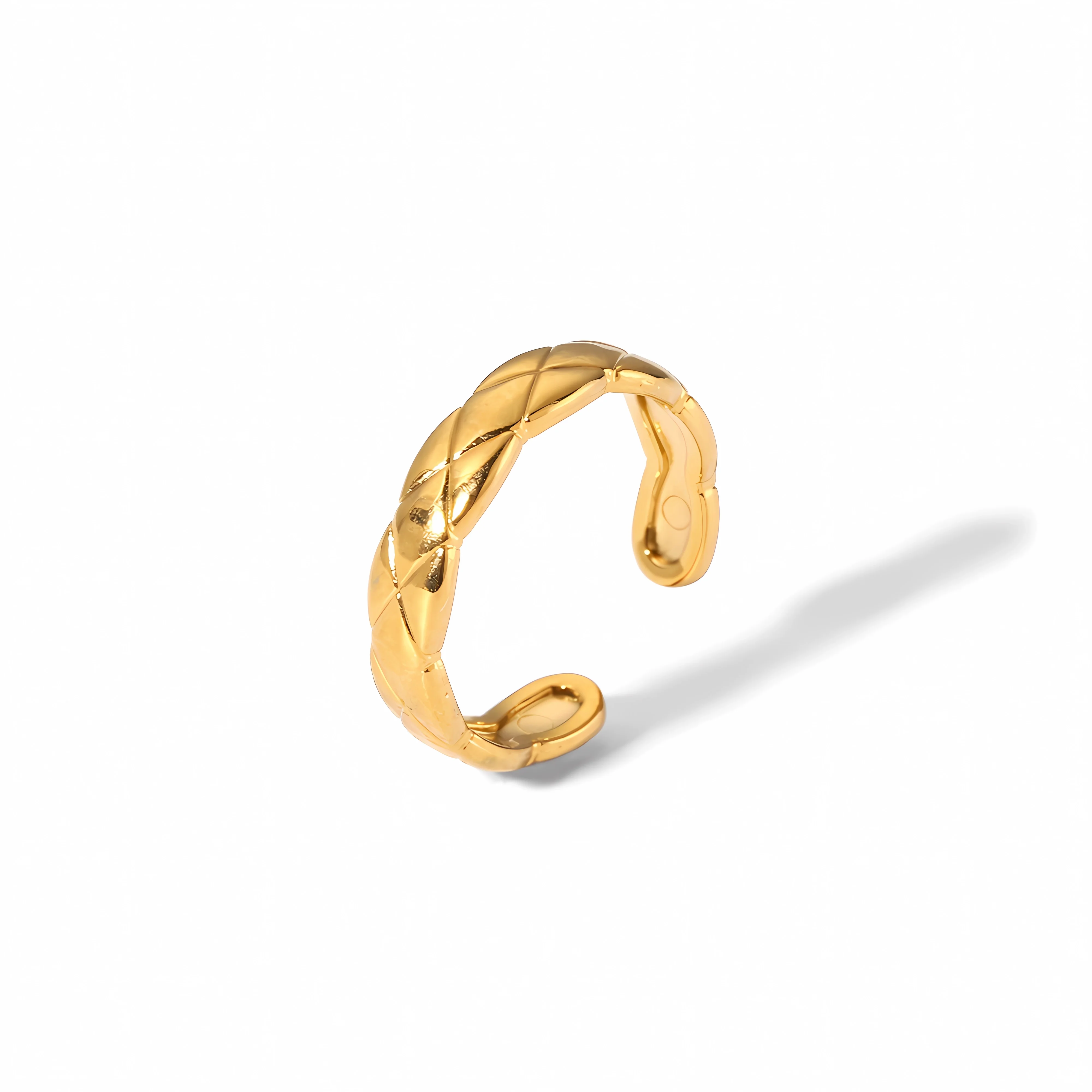 Регулируемое кольцо из нержавеющей стали с покрытием 18-каратного золота витое