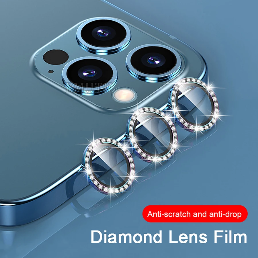 

Diamond Camera Lens For iPhone 12 11 13 Pro Max Tempered Glass Metal Case Shine Protector iPhone12 11Pro Mini Cover 12Pro Glass