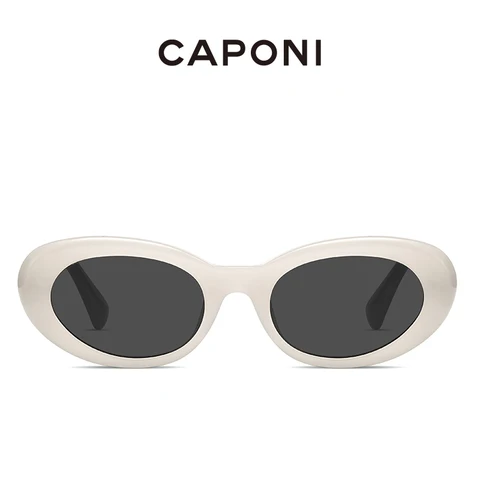 CAPONI Солнцезащитные очки женские, брендовые дизайнерские солнечные очки «кошачий глаз», с длинной овальной ацетатной оправой, с нейлоновыми линзами, модные трендовые черные, CP7574
