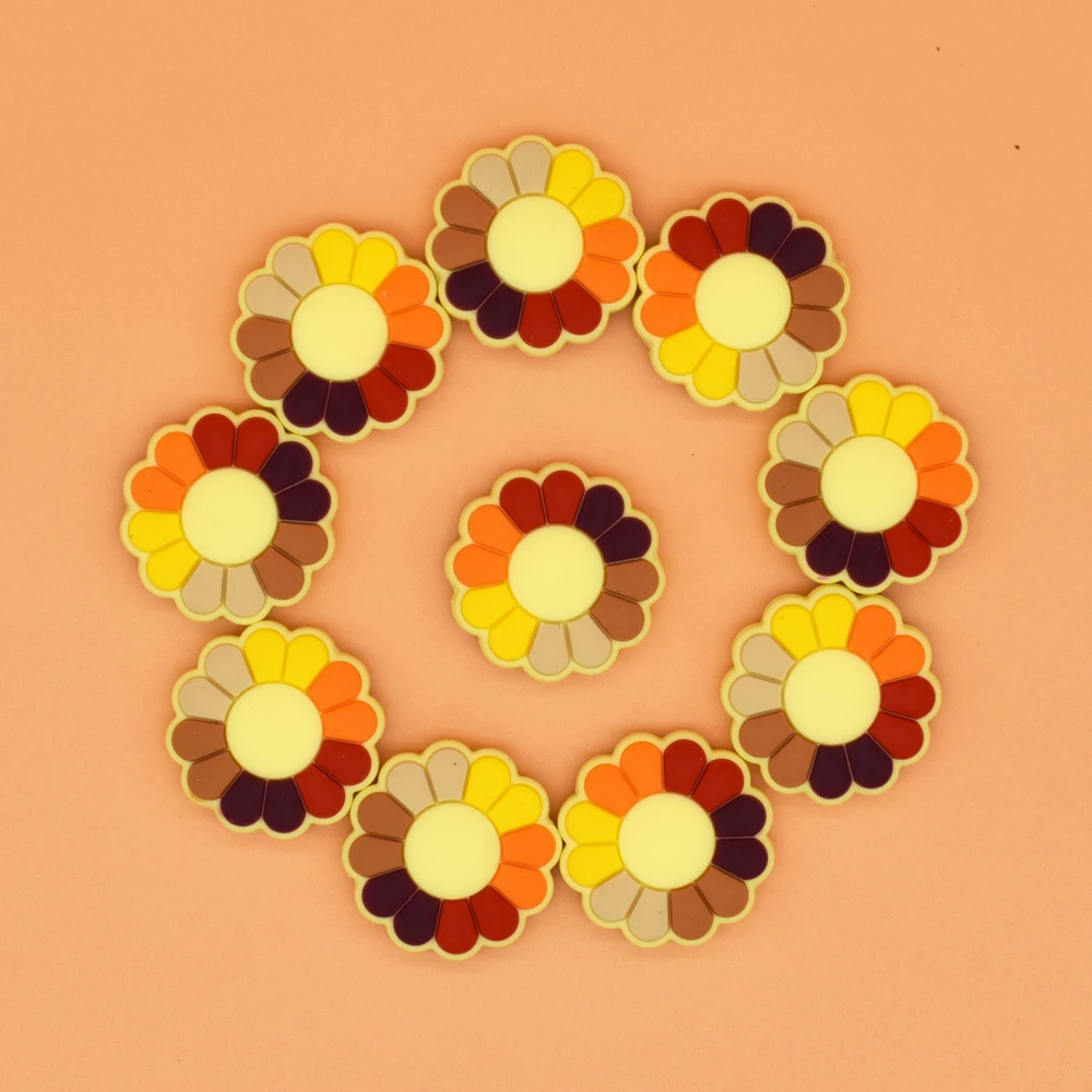 

5pcs BPA Free Silicone Cartoon Sunflower Teether Beads DIY Baby Shower Teething Montessori Sensory Jewelry Beads Baby Products